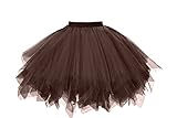 GOOBGS Damen 50er Ballettrock Multi-SchichtenVintage Ballet Blase Firt Tulle Petticoat Puffy Tutu Braun Medium