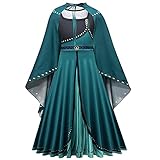 Lito Angels Prinzessin Königin Anna Krönung Kostüm Kleid mit Umhang für Kinder Mädchen, Eiskönigin Krönungskleid Verkleidung, Größe 7-8 Jahre 128, Grün 291B