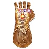 UrMsun Guante de los Vengadores Con Luces led, Guantele Thanos Vengadores 4 Final del Juego Iron Man Infinity Gauntlet Hulk Thanos Capitán América Thor Cosplay Con 2 Pilas Recambio (Dorado)