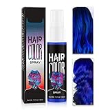 Haarspray Farbe, Temporäre Haarfarbe Blau, Farbiges Hair Dye, Liquid Blue Hair Color S-pray Abwaschbar und Sicher, Schnelle Haarfärbung, Haar Colorationen für Halloween, Karneval, Cosplay (Blau, 30ML)