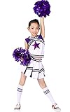 LOLANTA Mädchen Karneval Kostüm, Cheerleader kleid mit Pompoms und Socken, Mittelschule Cheerleading Uniform, Violett, 6-7 Jahre, 130