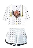 QYIFIRST Adventure Bruno Bucciarati Trikot Uniform Jersey Set Bare Midriff T-Shirt Shorts Set Cosplay Kostüm Weiß Damen XXL