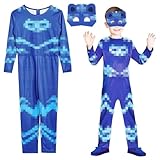 Philoctes Helden Kostüm Kinder, Blau Eulette Masks Kostüm Jungen,Hero Lustige Kostüme Zubehör für Halloween Karneval Fasching Cosplay Party-für Jungen Größe 3-6 Jahre(S)