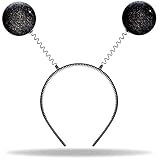 Hatstar Alien Haarreif in schwarz | Insekt mit 2 runden schwingenden Kugeln | Accessoire zu Halloween, Karneval, Fasching | für Damen, Herren & Kinder | Haarschmuck Damen, Herren, Kinder