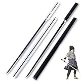 IXIM Weihnachtsrequisite Waffe für Naruto of Slayer Cosplay Schwert, 100 cm Sasuke Samurai-Schwert, Naruto-Anime-Klinge Holz Ninja Schwert Spielzeug mit Scheide, Schwarz/Weiß (Farbe: Schwarz)