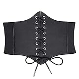 JasGood Damen Korsett Gürtel Schnürkorsett Elastischen Breiten Band, Gebundener Waspie Taille Gürtel Hüftgurt für Damen,Schwarz,83cm(Anzug für Taille 78cm-87cm)