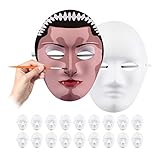 Relaxdays Maske im 20er Set, zum Bemalen und Basteln, Karneval, Fasching, Pappmaske Gesicht HxBxT 24 x 18,5 x 8 cm, weiß