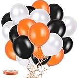 30x Halloween Deko Luftballons Set, Schwarz Orange & Weiße Latex Luftballons Halloween Fun Party Ballons Halloween Kinder Party Deko Halloween Horror Dekoration, Halloween Hintergrundtuch Dekoration