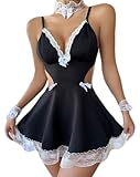 THSCWY Sexy Maid Outfit für Frauen Maid Kostüm Spitze Trim Maid Kleid Französisch Maid Uniform Cosplay Dessous Groß