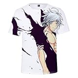 The Seven Deadly Sins T-Shirt Anime Meliodas Cosplay Kostüm 3D gedruckt Rundhalsausschnitt Kurzarm T-Shirt Pullover Tops für Männer Frauen