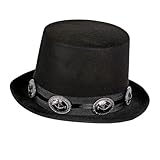 W WIDMANN MILANO Party Fashion 09785 - Zylinder Rock Star, Rocker, Hut, Kopfschmuck, Accessoire, Karneval, Mottoparty