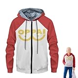 Lzrong One Punch Man Kapuzenpullover mit Reißverschluss Herren Plus Dicke Jacke Casual Sweatshirt Saitama Cosplay Sweatshirt