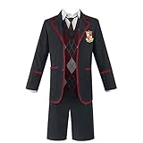 JOHLCR Cosplay Kostüm The Umbrella Academy Cosplay Costume Kostüm für Halloween Karneval 6-Teiliges Set Kostüm für Erwachsene Uniform Geeignet für Halloween, Bühnenspiel, Party (S, Schwarz)