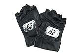 Handschuhe von Naruto Kakashi Hatake Konoha Cosplay Kostüm, Black Leather Gloves Konoha Schwarze Lederhandschuhe