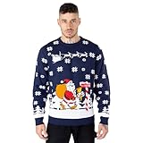 NOROZE Herren Weihnachtspullover Weihnachten Pullover Xmas Weihnachtsmann Santa Zum Pub Rentier Neuheit Unisex Strickpullover Jumper Oberteil (L, Weihnachtsmann to The Pub Marine)