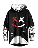 Hello MrLin Herren Techwear Hip Hop Hoodie Japanischer Streetwear Patchwork Urban Jumper