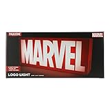 Marvel Logo Leuchtschild - Offiziell lizenziertes Disney Merchandise, Dauerlicht & Pulsiermodus, Wandmontage, Deko für Superhelden-Fans