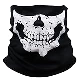 Awumbuk Multifunktionstuch Skull Sturmhaube Motorrad Herren, Halloween Totenkopf Maske Wärm und Schutztuch Skelett Sturmmaske Ski Halstuch Schlauchschal