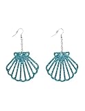 Widmann 12464 - Ohrringe in Muschelform, Glitter, Meerjungfrau, Schmuck, Karneval, Mottoparty