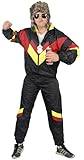 Foxxeo 80er Jahre Trainingsanzug Kostüm für Herren - schwarz rot gelb – Premium Ausführung – Größe:XL