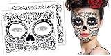2x Tag der Toten Maske aus Mexiko - schwarz, einfach auftragbar und zu entfernen, 1 Tages Anwendung für Halloween, Fasching oder Kostüm Party im Karneval (BLACK)