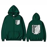 zhedu Attack on Titan Casual Outdoor Anime Reißverschluss Hoodie Mode Beliebte Langarmjacke Japanische Harajuku Y2k Streetwear (Color 01,L)