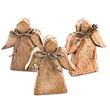 Logbuch-Verlag 3 Holzengel 15 cm Massive Engel Figur aus Holz Schutzengel Geschenk Weihnachten Deko Geschenk Geburtstag