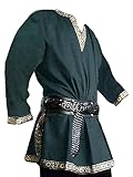 Runcati Herren Mittelalter Kostüm Renaissance Pirat Halloween Wikinger Tunika Ritter Cosplay Krieger LARP Hemden Armeegrün L