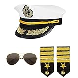 W WIDMANN MILANO Party Fashion 68543 - Verkleidungsset Kapitän, Mütze, Epauletten und Brille, Navy Captain, Karneval, Mottoparty
