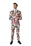 Suitmeister Herrenanzug - Casino Poker Icons Print - Tailliert Party Kostüme - Fasching - Größe L
