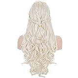 morvally Daenerys Drachenkönigin, Cosplay-Perücke für Khaleesi, lange, lockige, gewellte Zöpfe, Haarperücken für Damen, Kostüm, Halloween-Party, Hellblond