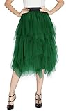 Damen Elastic Bund Tutu Prinzessin Tüll Unterrock Pettiskirt (M, Grün)