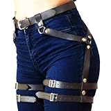 Ushiny Punk-Damen-Taillengürtel, Leder-Körpergürtel, Halloween-Zubehör, Festival-Kostüm, Rave-Outfit für Frauen und Mädchen