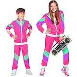 W WIDMANN MILANO Party Fashion - Kinderkostüm Trainingsanzug, rosa, 80er Jahre Outfit, Jogginganzug, Bad Taste Outfit, Faschingskostüme