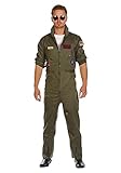 shoperama Deluxe Piloten-Overall Jetpilot Herren Kostüm aus Baumwolle inkl. Brille Kurze Version, Größe:XXL
