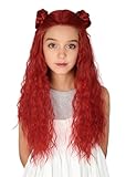 Topcosplay Red Perücke für Frauen Mädchen Red Wig Lange Rote Lockige Perücke mit Dutts Halloween Kostüm Perücken (Rot, Mädchen)