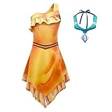 Lito Angels Prinzessin Pocahontas Kostüm Kleid Verkleidung mit Halskette für Kinder Mädchen, Größe 5-6 Jahre 116 (Tag-nummer 120)