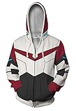 QYIFIRST Zip-Up Hoodie Shiro Keith Langarm Sweatshirt Zipper Jacket Cosplay Kostüm Unisex Anime 3D Druck Jacket Rot/Weiß S (Chest 104cm)