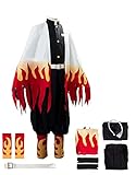 Oakamy Rengoku Kyoujurou Cosplay Outfits Uniform Set Mantel Verkleidung Herren Halloween Bademantel Unisex Kostüm mit Zubehör
