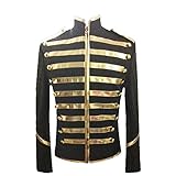 Vintage Gotische viktorianische Nachtclubjacke für Herren Gehrock Uniform Halloween Kostüm Langärmlige Jacken besticken (Schwarz 2,XXL)