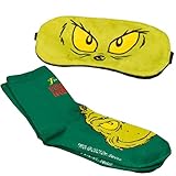 The Grinch Schlafmaske & Socken Geschenkset Weihnachten Augenmaske & Socken Offiziell lizenzierte Dr. Seuss The Grinch Merchandise Weihnachtssocken & Schlafmaske Weihnachtsfilm Merch