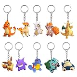 Diyxisk Schlüsselanhänger, 10 Stück Silikon Schlüsselringe, Niedlich Anime Schlüsselbund, Personalisierter Schlüsselanhänger, für Kinder Gastgeschenke den Geburtstag, Schultasche Decor Keychain