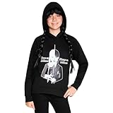 Wednesday Kapuzenpullover Mädchen Halloween Hoodie Schwarz Pullover Kinder Teenager 7-16 Jahren Teenager (Schwarz/Addams, 11-12 Jahre)