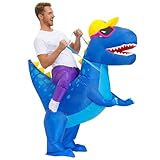 LUVSHINE Dino Kostüm für Erwachsene, Hübsches T-REX Kostüm mit Sonnenbrille, Aufblasbares Kostüm für Geburtstag, Halloween, Weihnachten, Karneval