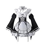 Jiumaocleu Rem and Ram Cosplay Kostüm, Voller Satz Maid Outfit Kurzer Rock Uniform Anzüge mit Zubehör, Party Karneval Mode Dress Up für Mädchen