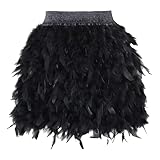 Vxcbad Schwarzer Feder Rock - Unregelmäßiger Fransens Rock, Halloween und Karneval Damen Black Swan Kostüm, Schwarzer Raben Rock (DE/NL/SE/PL, Alphanumerisch, M, Regular, Regular, Schwarz)