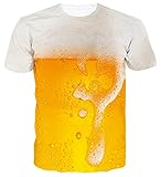 Loveternal Unisex 3D T-Shirt Beer Tee Shirt Casual Cool Bier Shirt Grafik Muster Kurzarm Tops T-stücke L