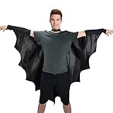 Proumhang Vampir-Fledermausflügel Fledermausflügel Schwarzer Umhang Cape Vampir Kostüm Halloween Erwachsener Unisex