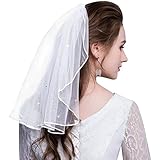 Amerson Brautschleier, Schleier kurz Strass Schleier Elegante Braut Tüll mit Kamm Hochzeitsschleier Hochzeit Kurzer Schleier für JGA Junggesellinnenabschied Hochzeit Zubehör Schleier (Weiß), L45