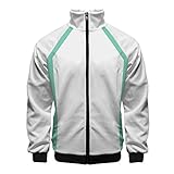 QYIFIRST Unisex Anime 3D Druck Hoodie Aoba Johsai High School Langarm Sweatshirt Cosplay Kostüm Pullover mit Reißverschluss Stehkragen Weiß XL (Chest 122cm)